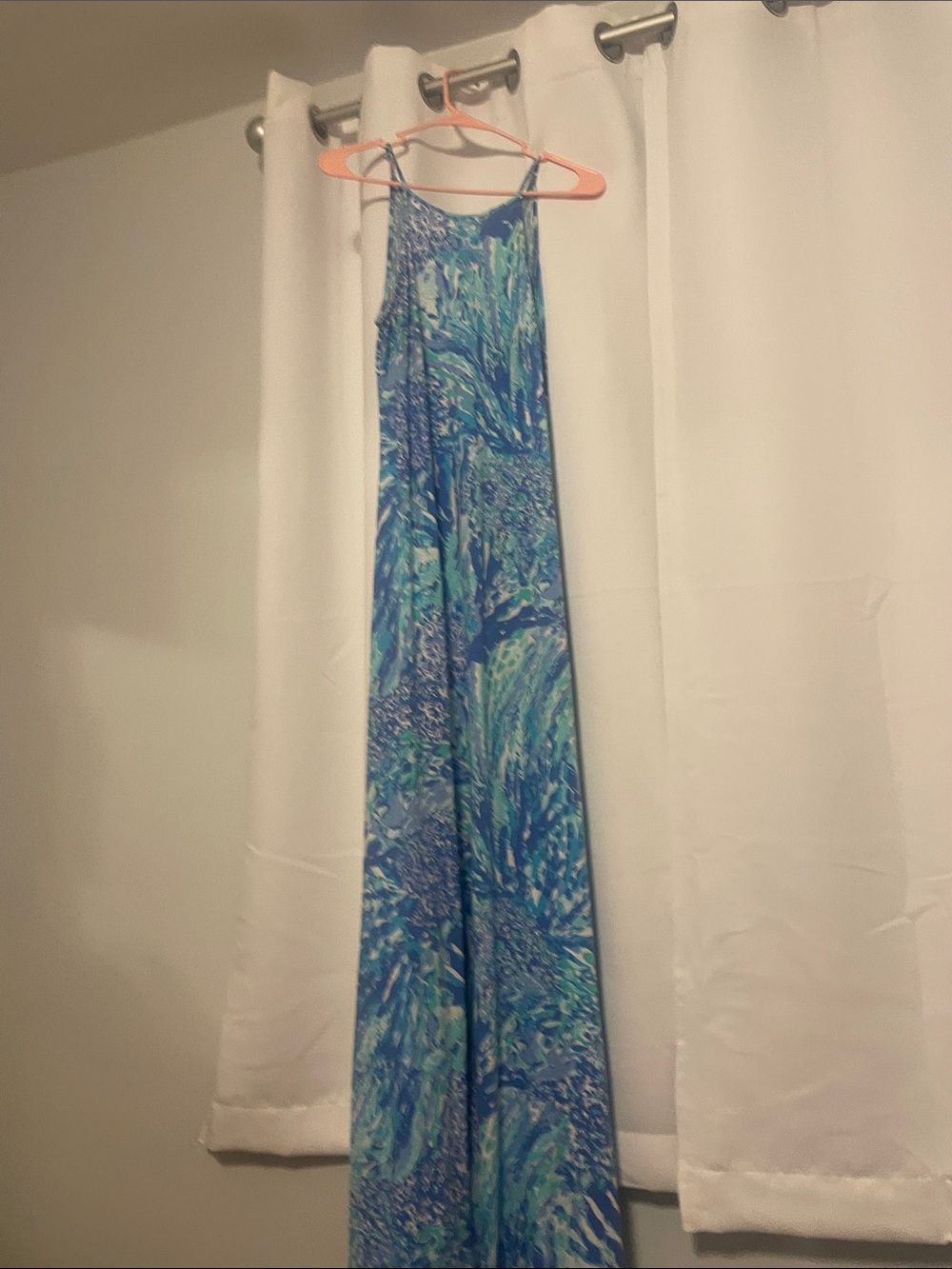 Lilly Pulitzer Aqua and Blue Watercolor Maxi Dress